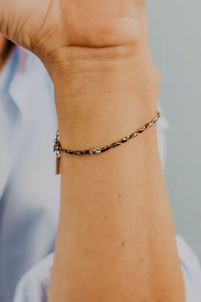 Bracciale in Acciaio, pvd rosè e diamanti bianchi