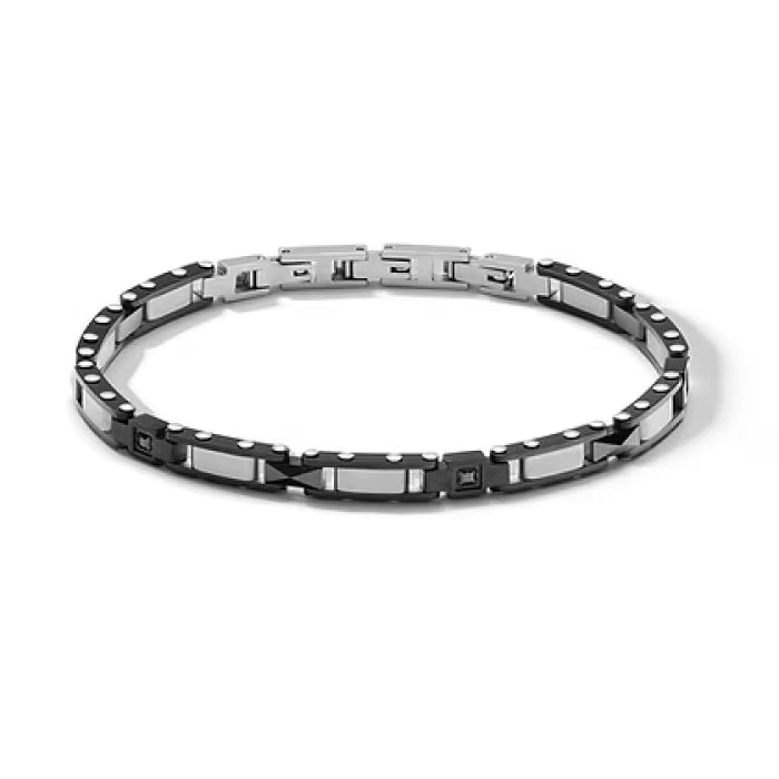 Bracciale in Acciaio, ceramica, PVD e zirconi neri