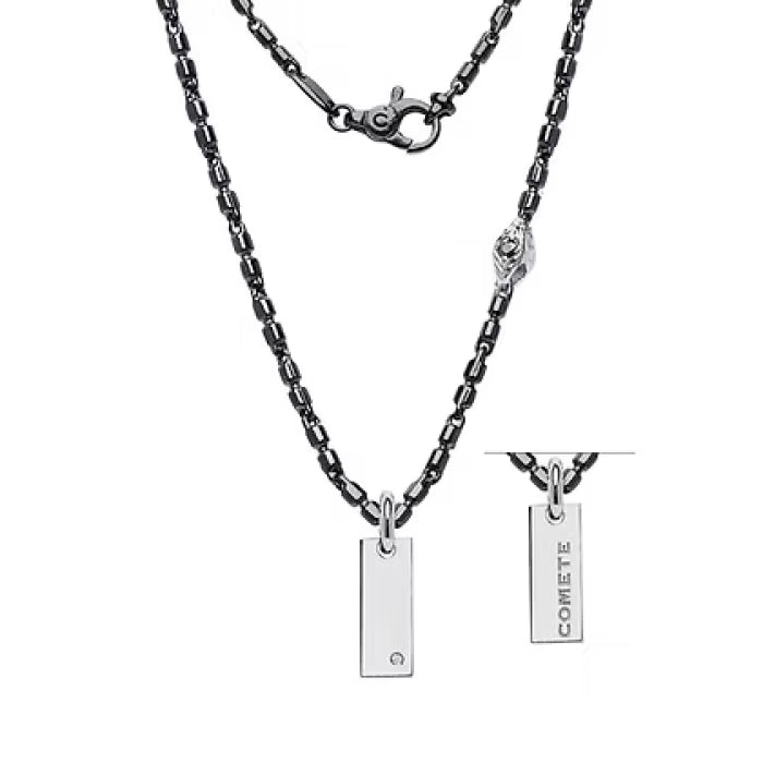 Girocollo in Argento brunito e lucido, Diamante, Spinelli neri