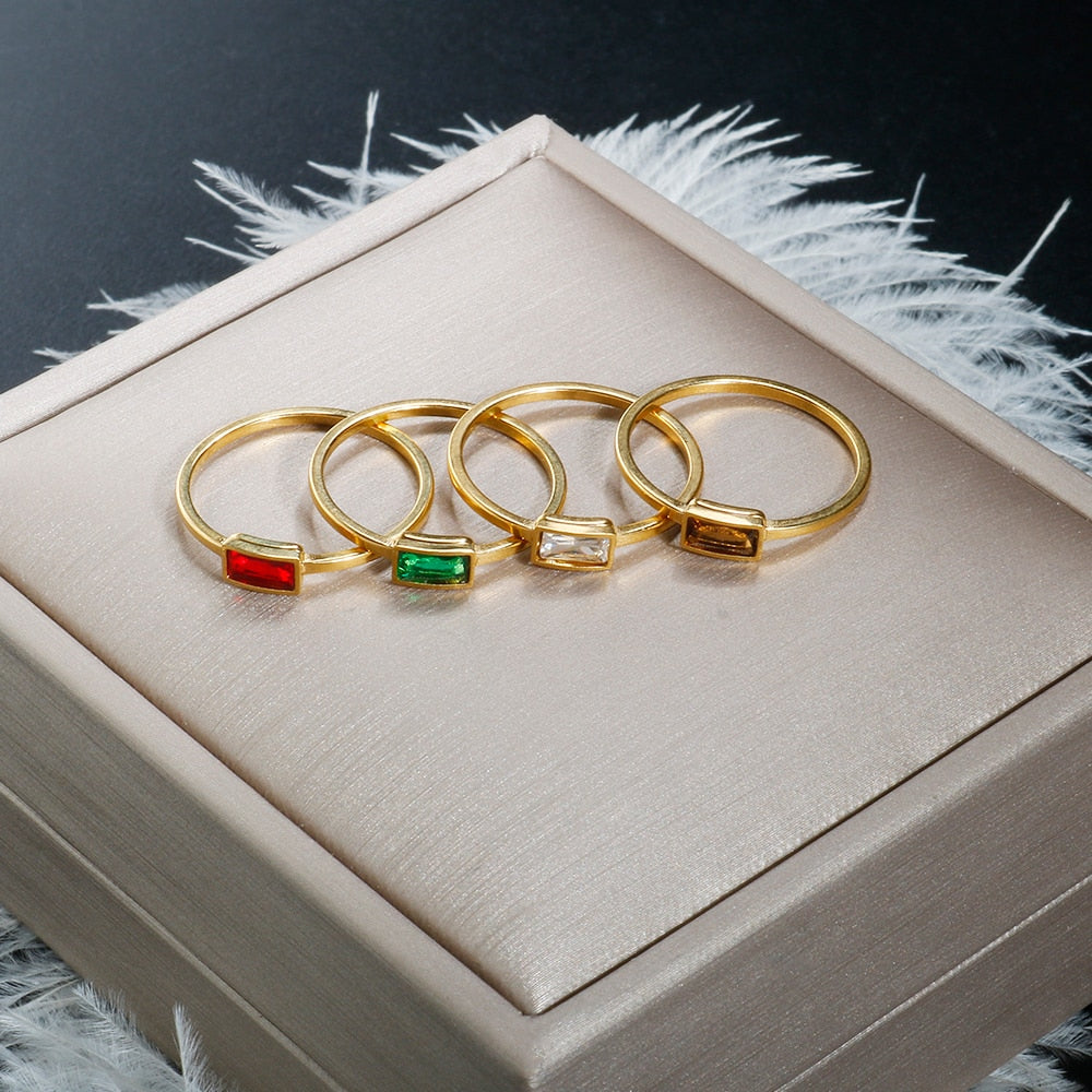 Bague Empilable — Stacking Style - champagne, vert, rouge