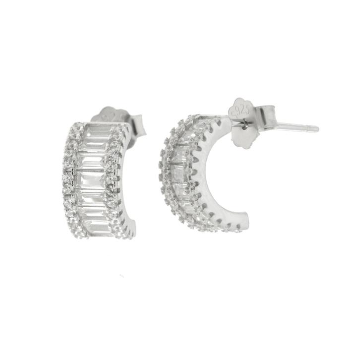 Orecchini in Argento 925 semi cerchio con zirconi