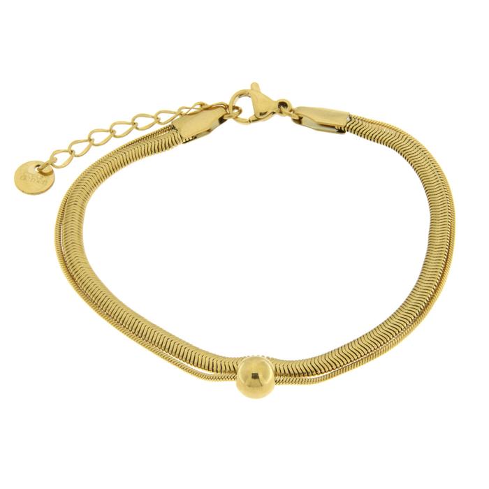 Bracciale in Acciaio doppia catena con sfera