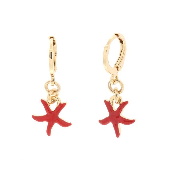 Boucles d'oreilles en métal avec pendentif étoile de mer rouge