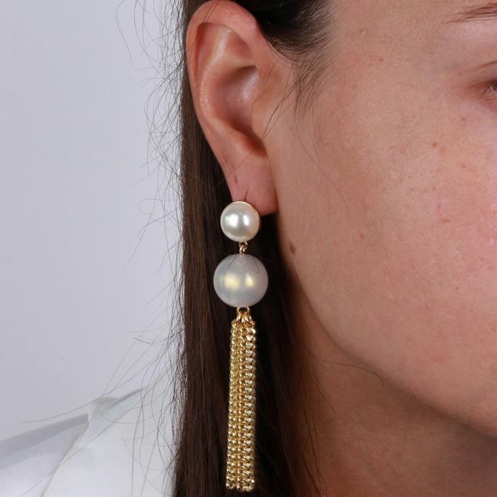 Boucles d'oreilles en métal avec perles et strass