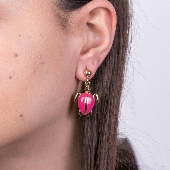 Boucles d'oreilles en métal tortue rose
