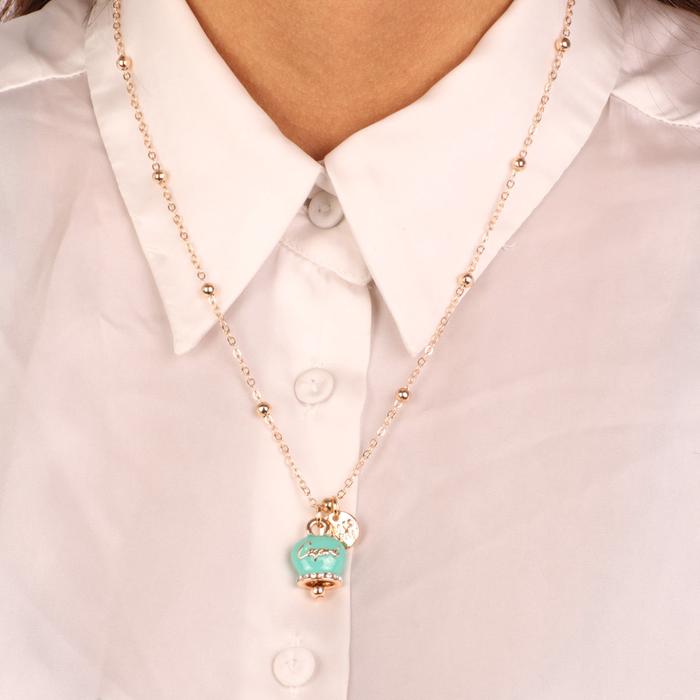 Metal Necklace with Green Marine Lucky Bell and Capri Writing