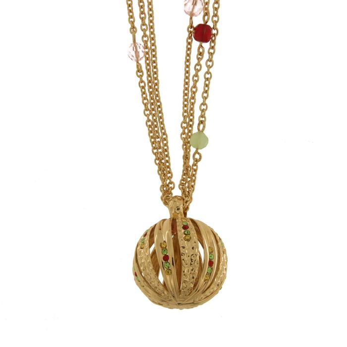 Collana in Metallo con pendenti tondi e zirconi multicolor