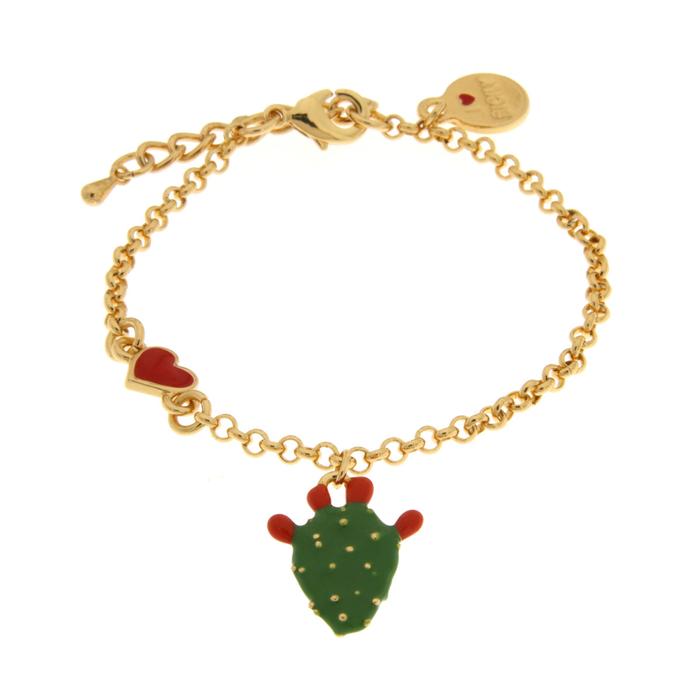 Bracelet en métal avec cactus