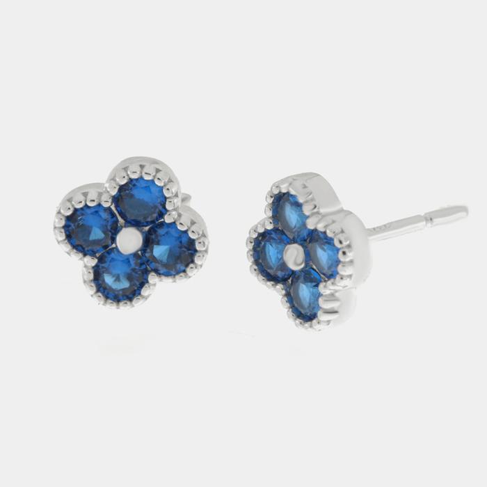 Orecchini in Argento 925 con fiore blu