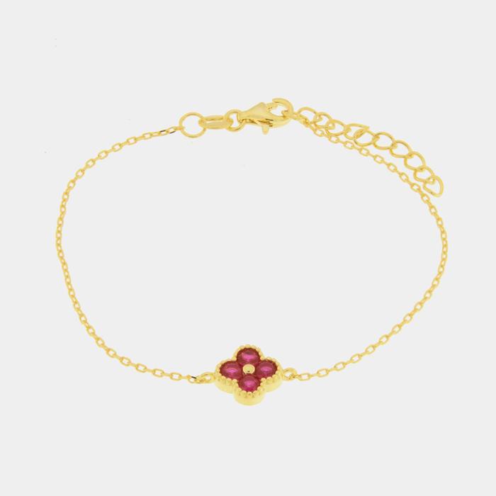 Bracciale in Argento 925 con fiore rosso
