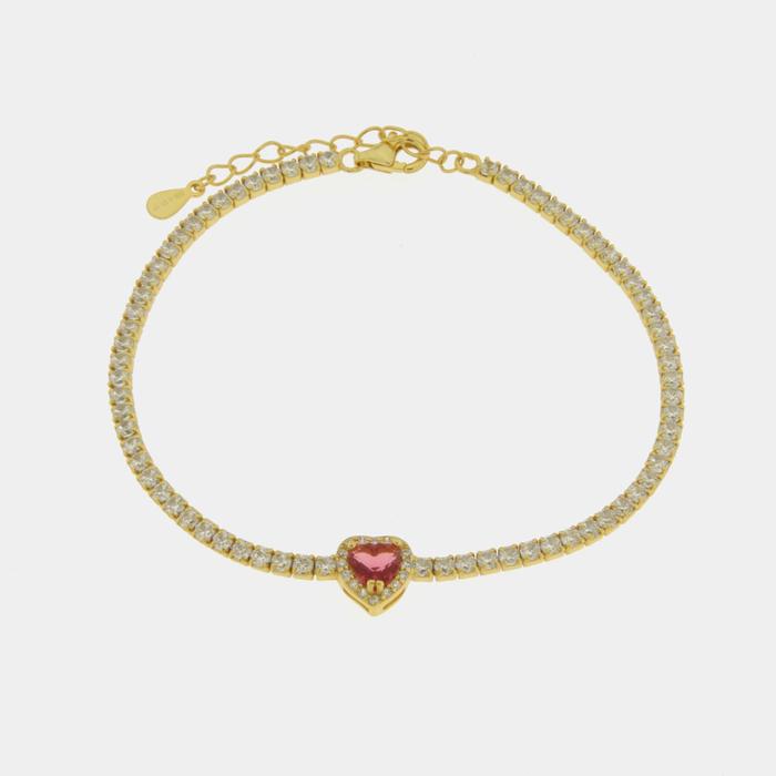 Bracciale in Argento 925 con cuore blu impreziosito da zirconi