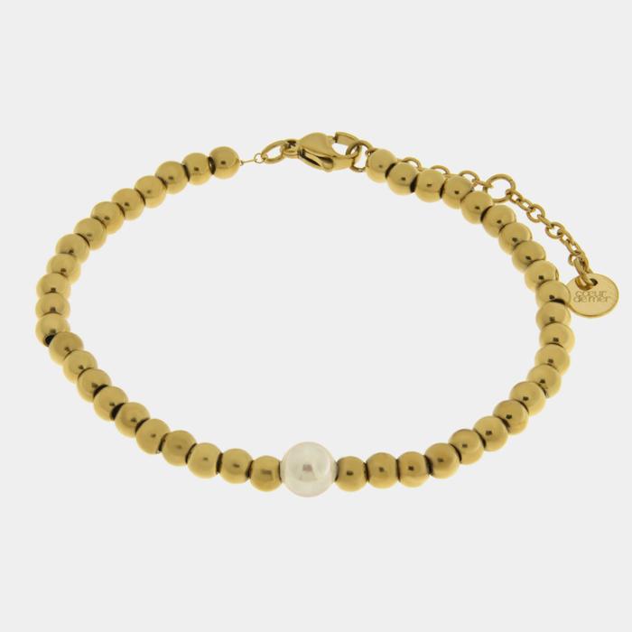 Bracciale in Acciaio sfere con perla