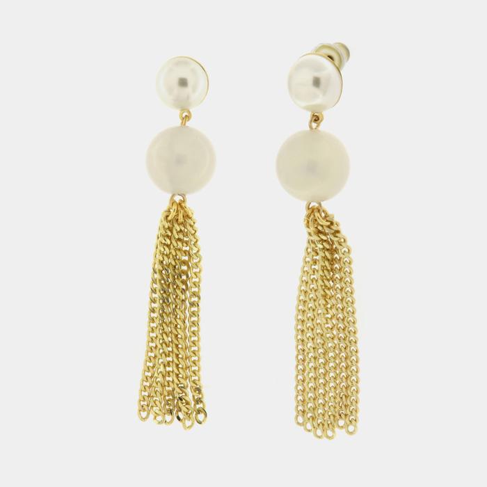 Boucles d'oreilles en métal avec perles et strass