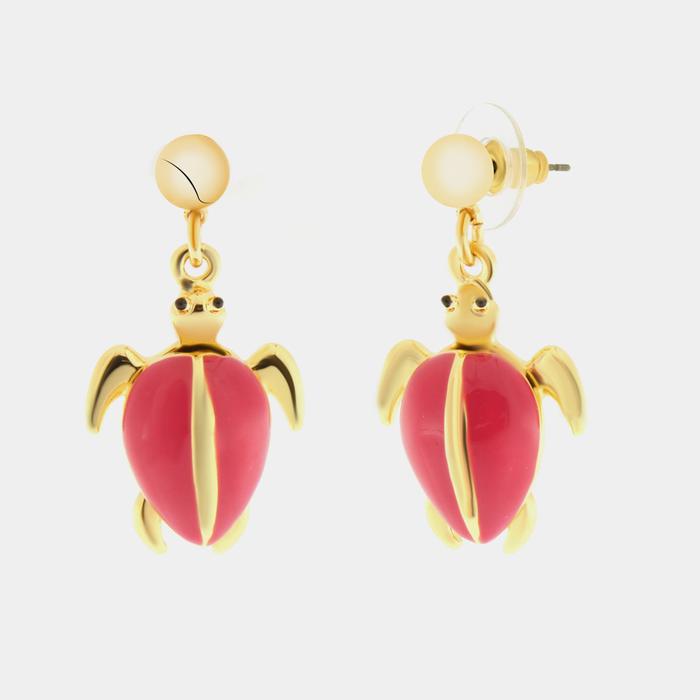 Boucles d'oreilles en métal tortue rose