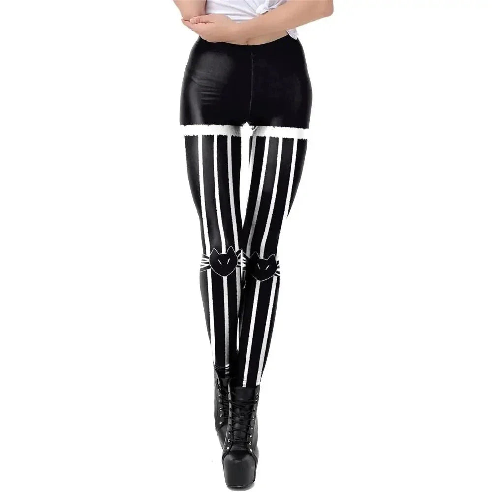 Legging Blanc et Noir Steampunk - Porte
