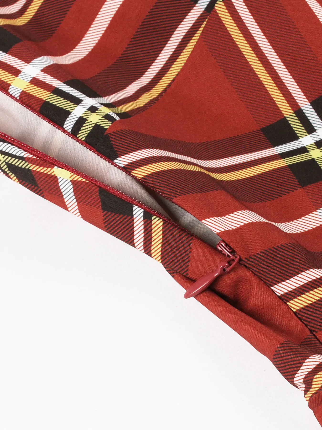 Robe Tartan à Col Rond - Detail finitions