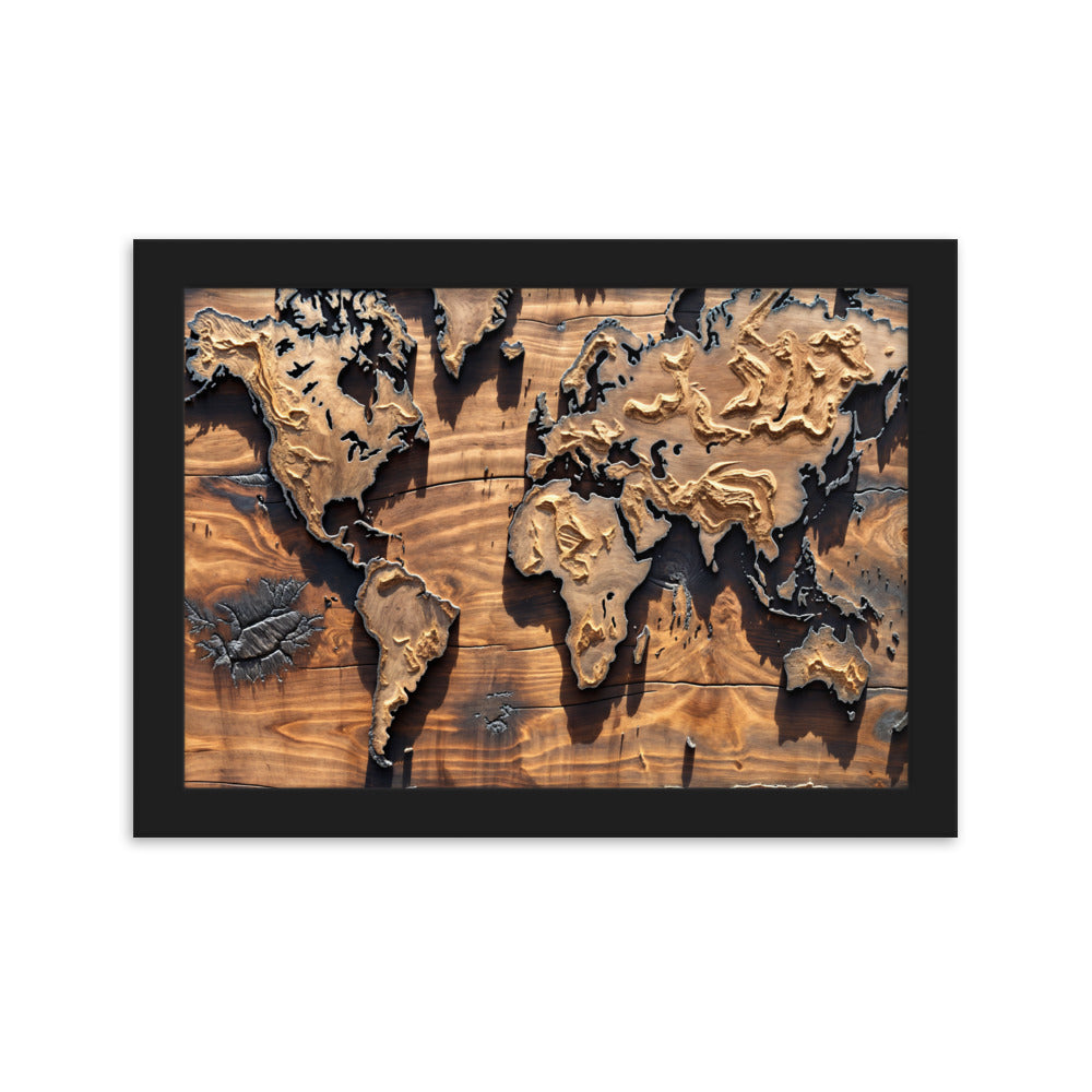 Tableau Carte du Monde Bois — Steampunk Style - Steampunk Style