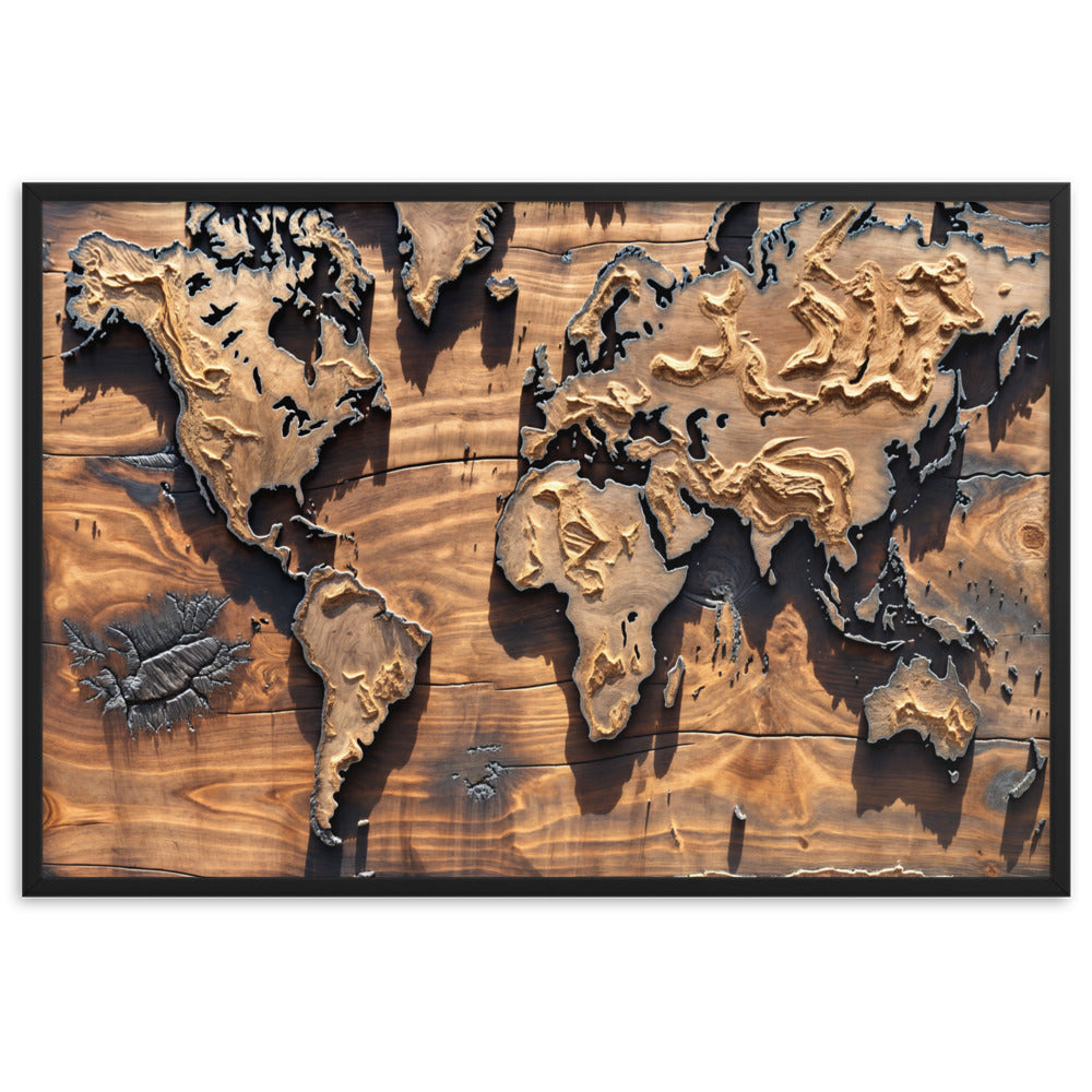 Tableau Carte du Monde Bois — Steampunk Style - Photo 9