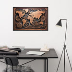 Tableau Carte du Monde Industriel - Vignette | Steampunk Store