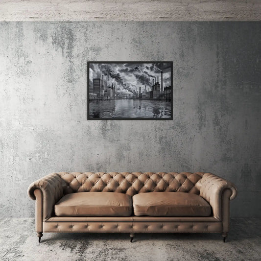 Tableau Peint Industriel — Esthétique Urbaine en Noir et Blanc