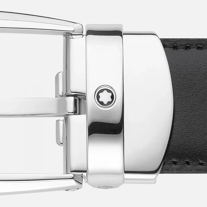 Ceinture réversible en cuir noir/marron de 30 mm avec boucle en fer à cheval