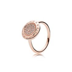 Ring with pavé and Pandora logo