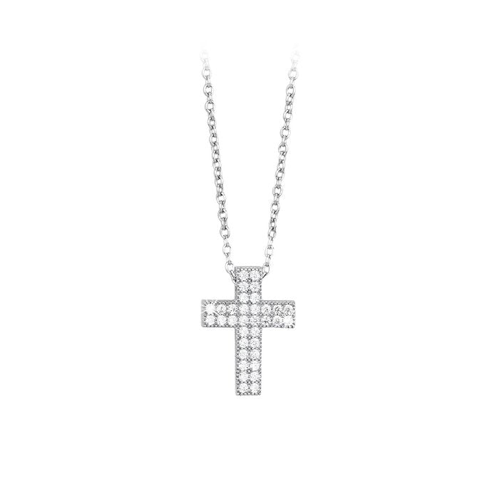 Collier ras du cou avec pendentif croix en strass