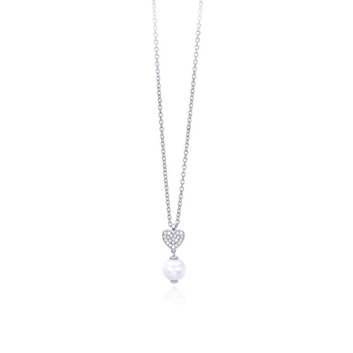 Tour de cou halsketten pendentif coeur + perle