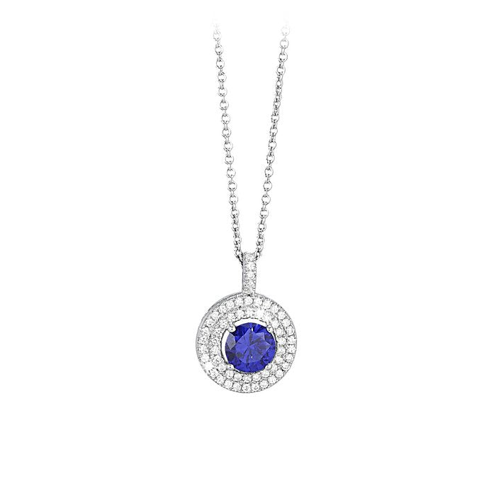 Girocollo halsketten pendente pietra blu giro strass
