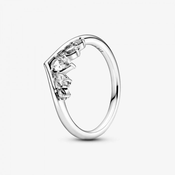 Sparkling Chevron Ring with Teardrop and Marquise Cut Stones 