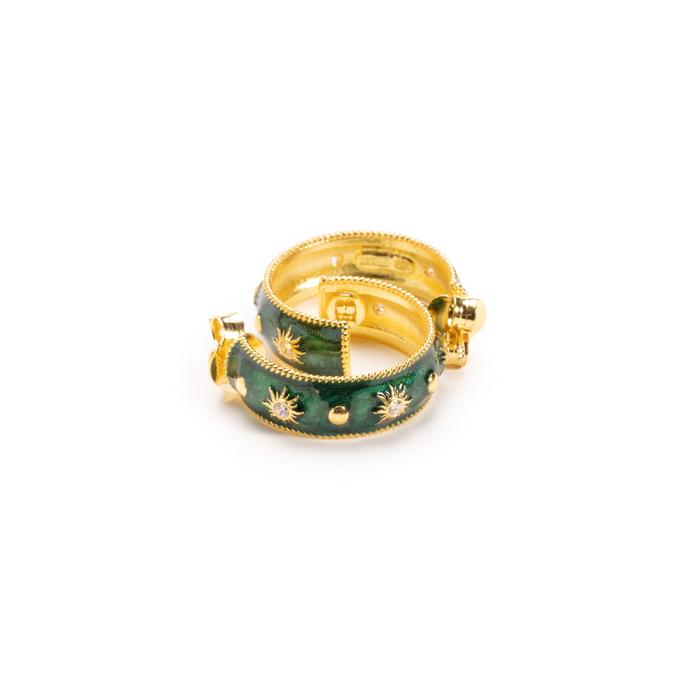 Small Green Sun Stud Earrings