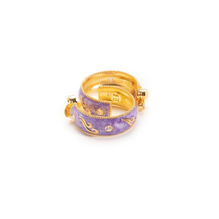 Petites boucles d'oreilles à tige en forme de vague violette