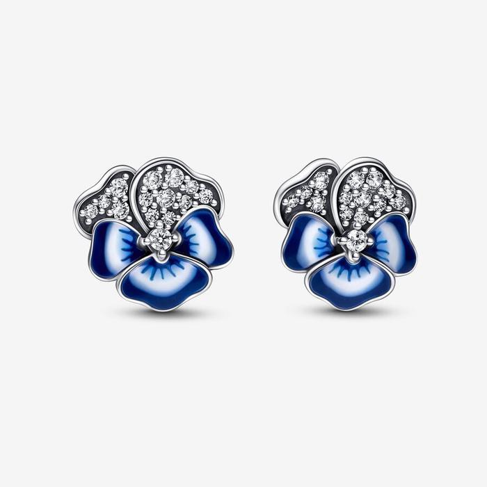 Boucles d'oreilles à tige Pensées bleues
