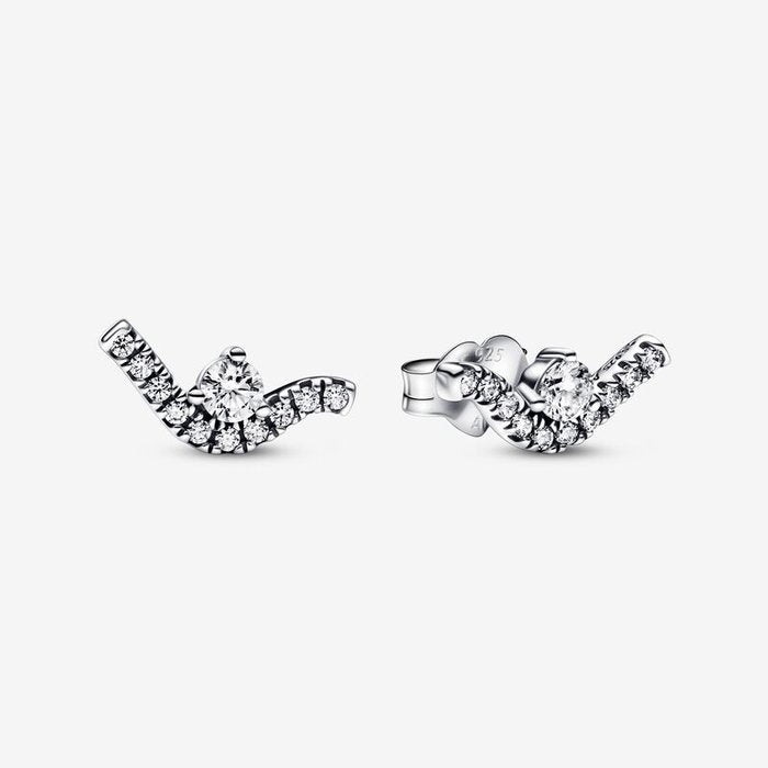 Boucles d'oreilles à tige Wave Pierres brillantes
