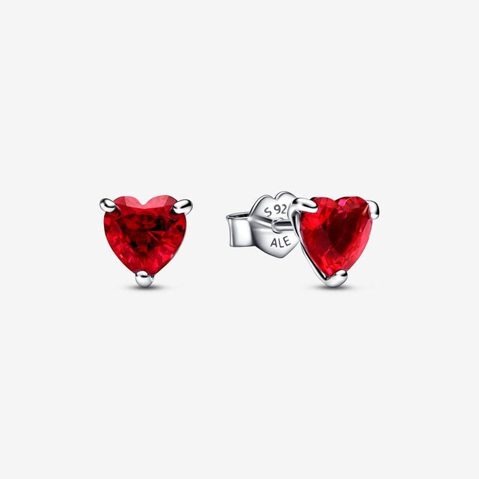 Boucles d'oreilles à tige en forme de cœur rouge