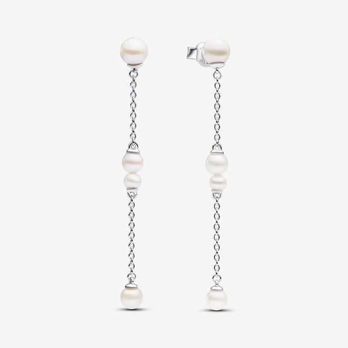 Boucles d'oreilles pendantes en chaîne avec perles de culture d'eau douce