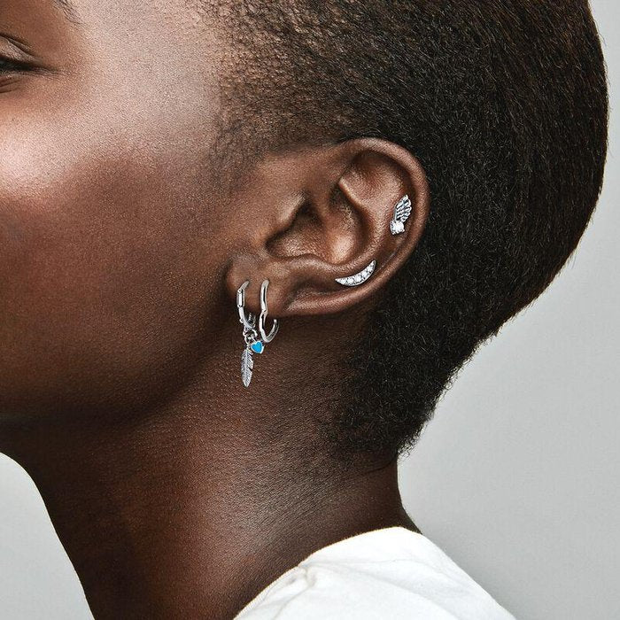 Earrings Orecchini a cerchio Piuma e cuori turchesi