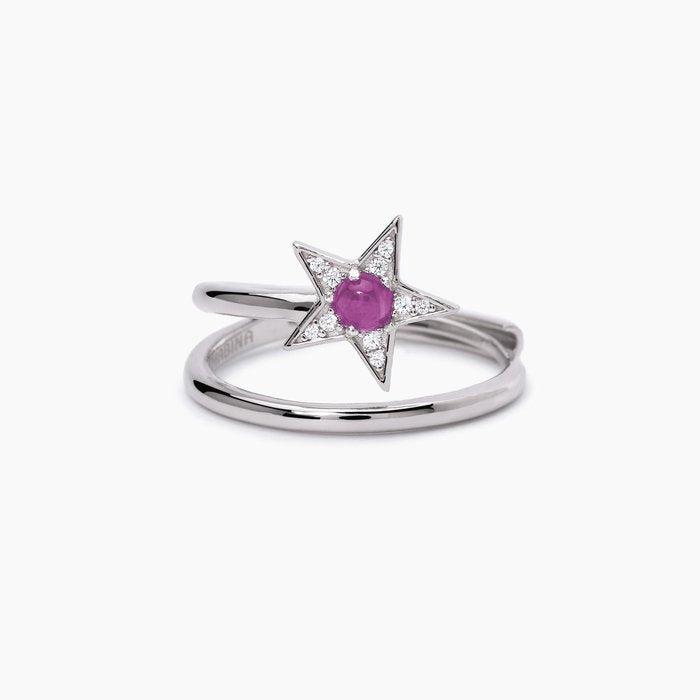Star ring with synthetic tourmaline STARLET