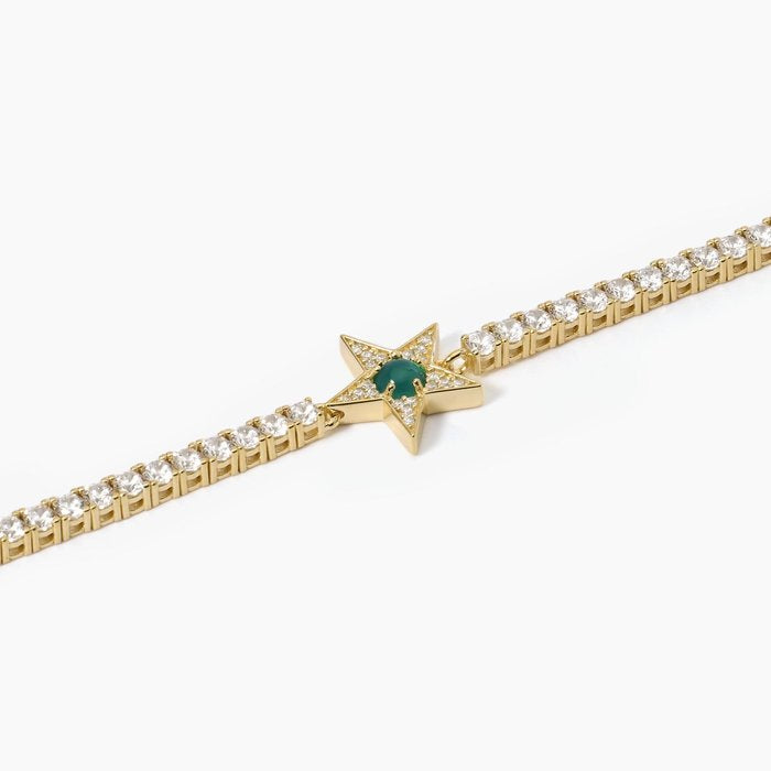 Bracelet tennis étoile dorée avec agate verte STARLET