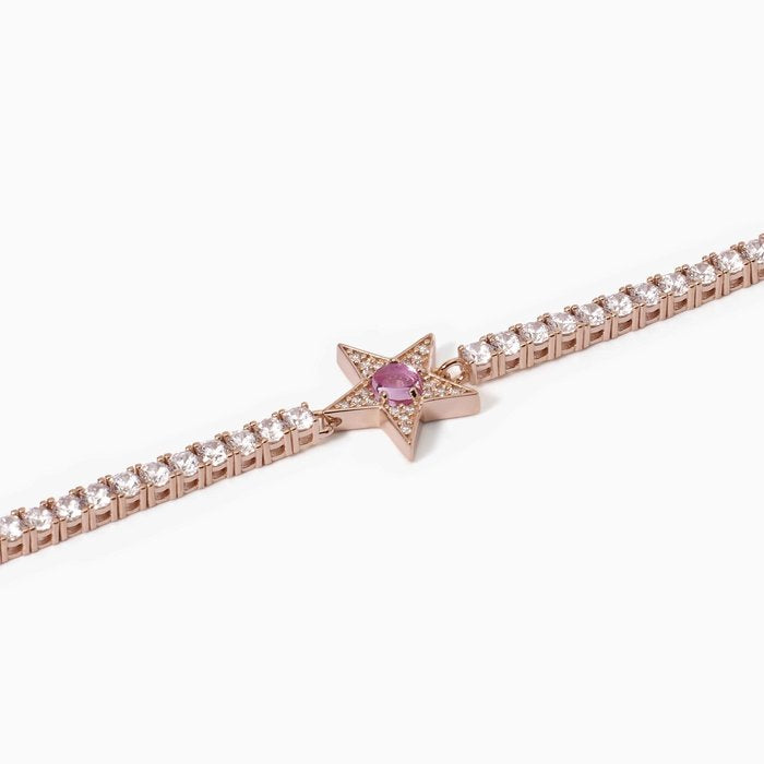 Bracelet tennis étoile rose avec tourmaline synthétique STARLET