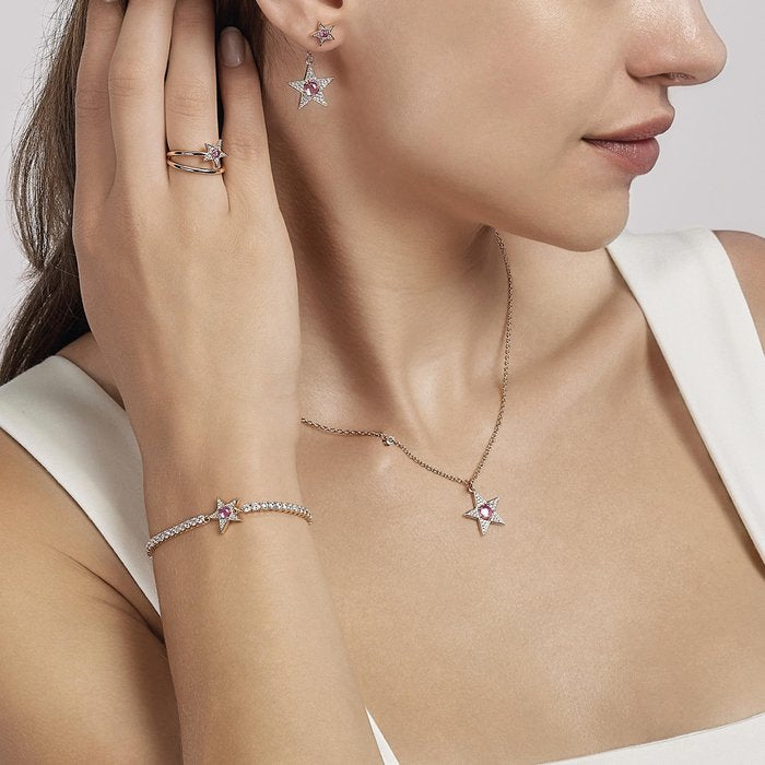 Orecchini stella rosato e tormalina sintetica STARLET