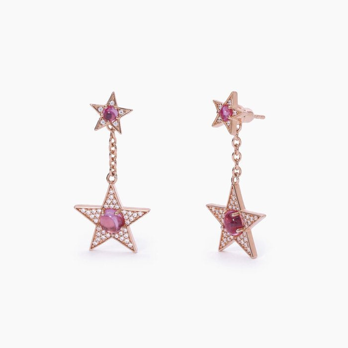 Orecchini stella rosato e tormalina sintetica STARLET