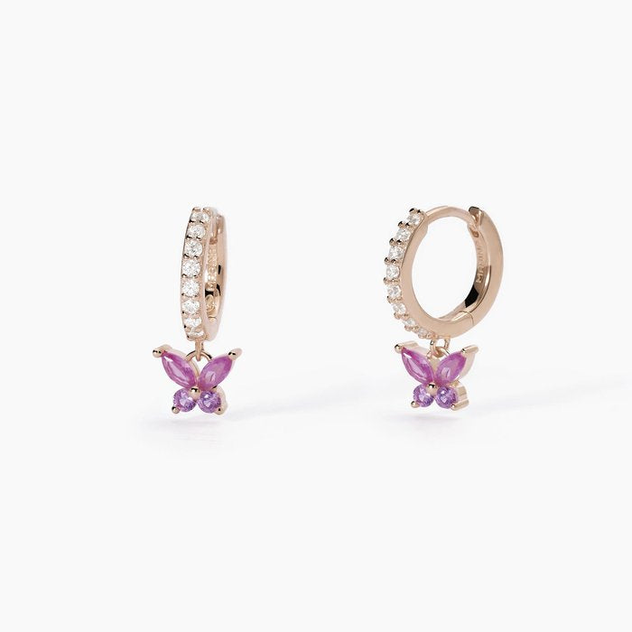 SECRET GARDEN Butterfly Pendant Hoop Earrings