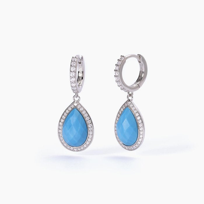 Boucles d'oreilles pendantes en argent et turquoise DIVA
