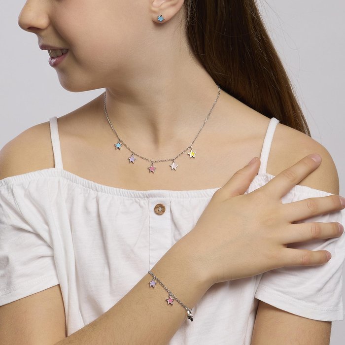 Bracciale in argento con stelle pendenti smaltate STELLA STELLINA