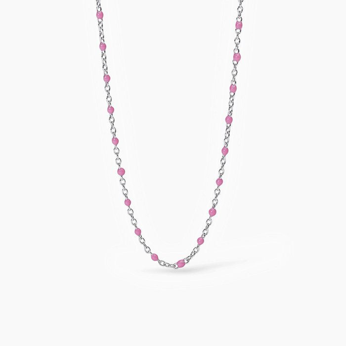 Silver choker with pink enamel inserts CANDY