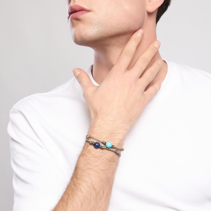 Bracciale con cordino grigio e pietra lapis TROPICAL