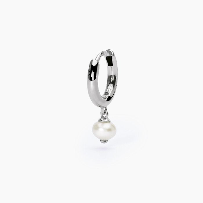 Mono hoop earring with pendant cultured pearl MONOMANIA