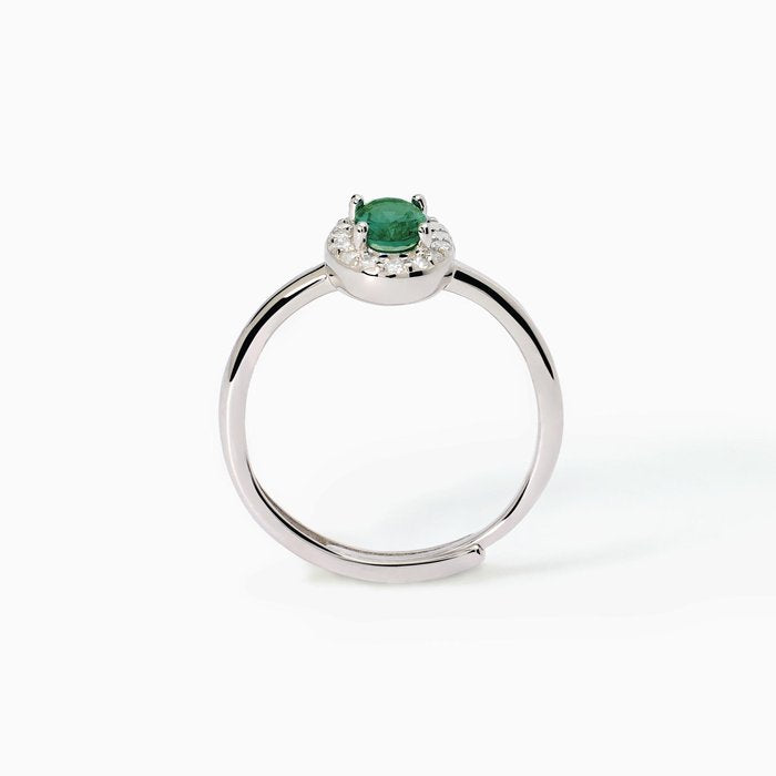 Anello in argento con smeraldo sintetico e zirconi COOL OR RÉTRO?