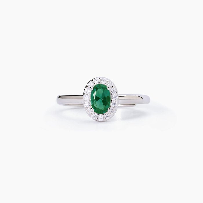 Anello in argento con smeraldo sintetico e zirconi COOL OR RÉTRO?